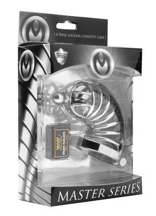 Asylum 6 Ring Locking Chastity Cage