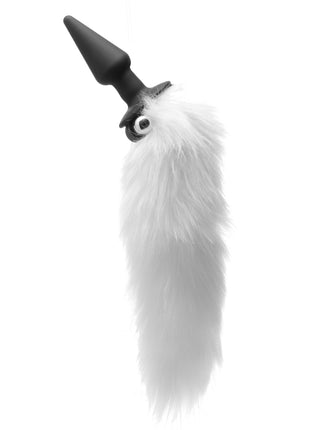 White Fox Tail Vibrating Anal Plug
