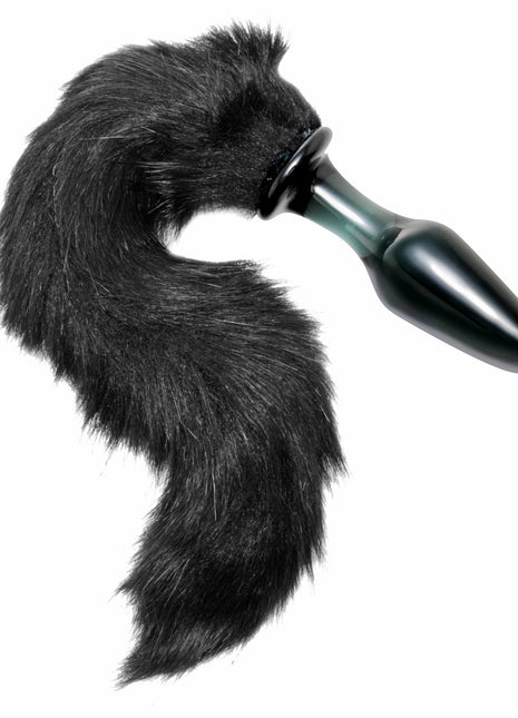 Midnight Fox Tail Glass Anal Plug