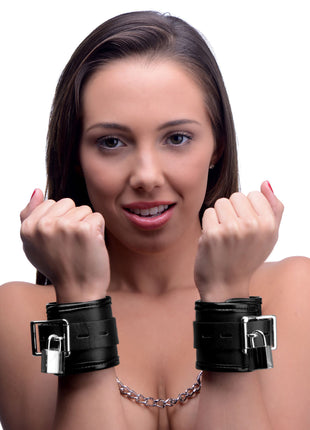 Locking Padded Wrist Cuffs With Chain