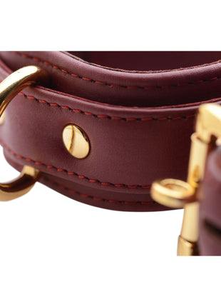 Strict Leather Luxury Burgundy Locking Ankle Cuffs