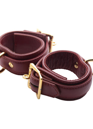 Strict Leather Luxury Burgundy Locking Wrist Cuffs