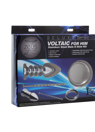 Zeus Deluxe Series Voltaic For Him Stainless Steel Male E-stim Kit