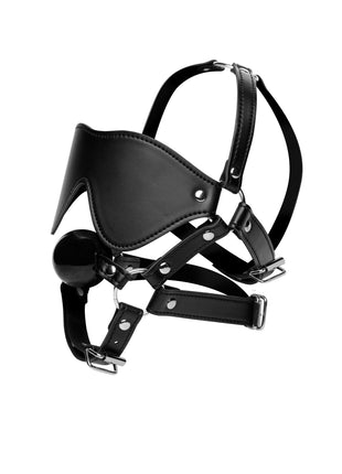 Blindfold Harness And Black Ball Gag