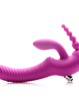 Regal Rider Vibrating Silicone Strapless Strap On Triple G Dildo