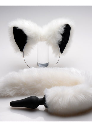 White Fox Tail Anal Plug And Ears Set