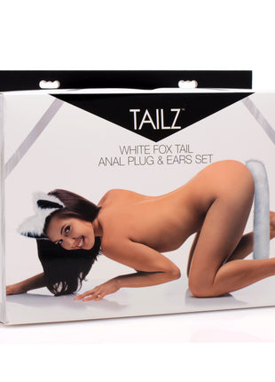 White Fox Tail Anal Plug And Ears Set