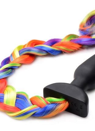 Remote Control Vibrating Rainbow Pony Tail Anal Plug