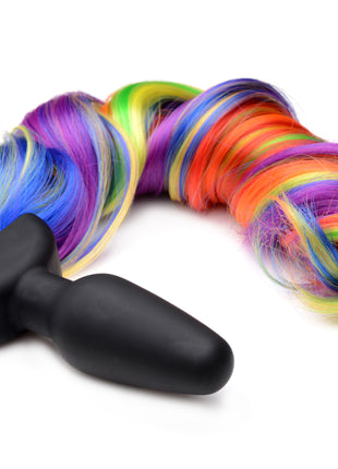 Remote Control Vibrating Rainbow Pony Tail Anal Plug