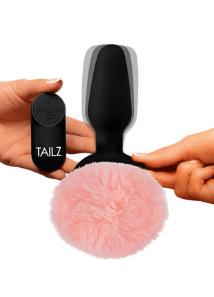 Remote Control Vibrating Pink Bunny Tail Anal Plug