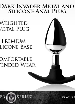 Dark Invader Metal And Silicone Anal Plug - Medium