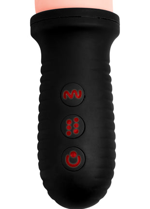 8x Auto Pounder Vibrating And Thrusting Dildo With Handle - Beige