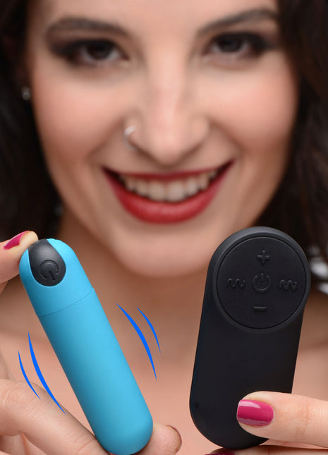 Vibrating Bullet With Remote Control - Blue