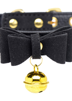 Golden Kitty Cat Bell Collar - Black/gold