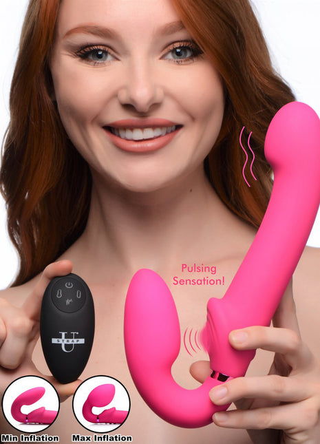 10x Remote Control Ergo-fit G-pulse Inflatable And Vibrating Strapless Strap-on - Pink