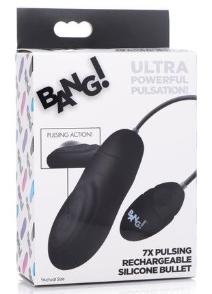 7x Pulsing Rechargeable Silicone Vibrator - Black