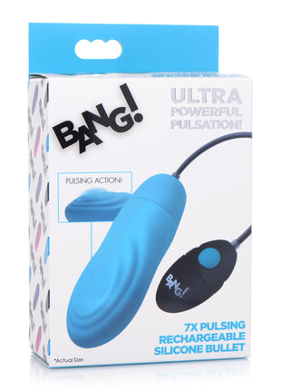 7x Pulsing Rechargeable Silicone Vibrator - Blue