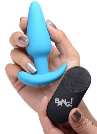 Remote Control 21x Vibrating Silicone Butt Plug - Blue