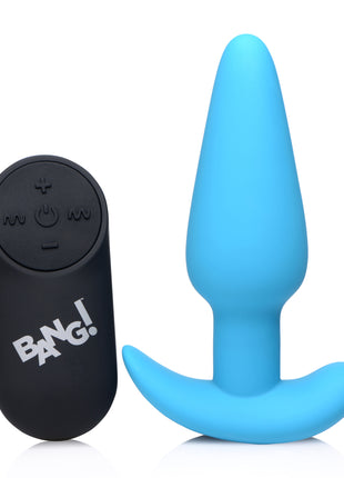 Remote Control 21x Vibrating Silicone Butt Plug - Blue