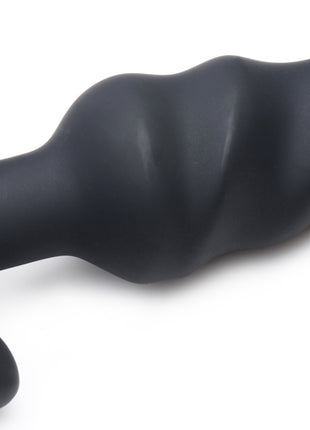 Remote Control 21x Vibrating Silicone Swirl Butt Plug - Black