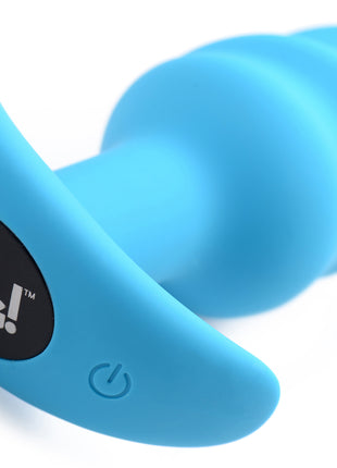 Remote Control 21x Vibrating Silicone Swirl Butt Plug - Blue