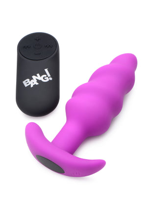 Remote Control 21x Vibrating Silicone Swirl Butt Plug - Purple