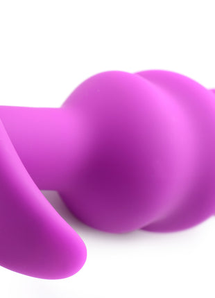 Remote Control 21x Vibrating Silicone Swirl Butt Plug - Purple