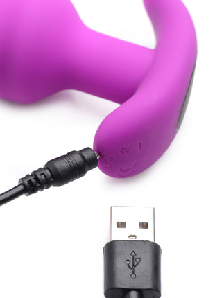 Remote Control 21x Vibrating Silicone Swirl Butt Plug - Purple