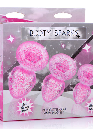 Glitter Gem Anal Plug Set - Pink