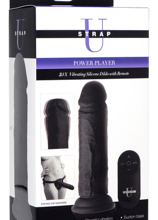 Power Player 28x Vibrating Silicone Dildo With Remote - Black