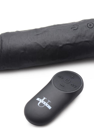 Power Player 28x Vibrating Silicone Dildo With Remote - Black