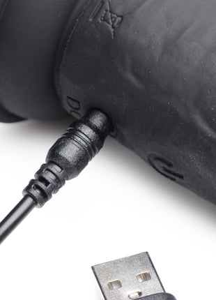 Power Player 28x Vibrating Silicone Dildo With Remote - Black