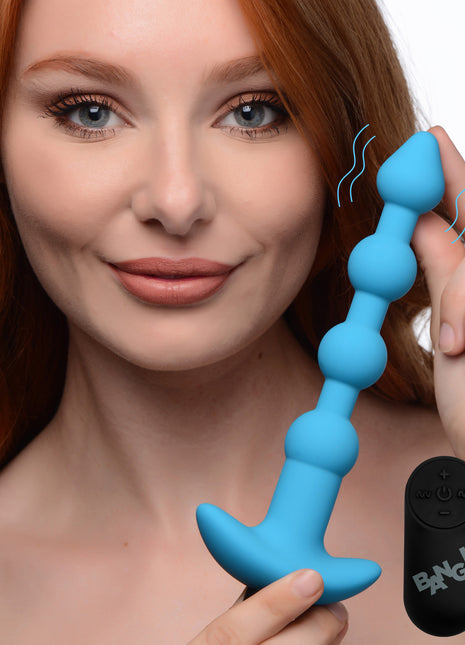 Remote Control Vibrating Silicone Anal Beads - Blue