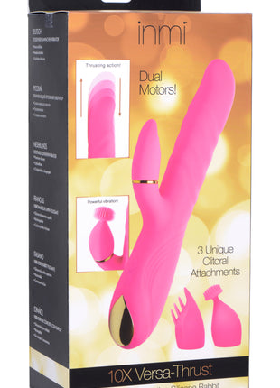 10x Versa-thrust Vibrating And Thrusting Silicone Rabbit With 3 Attachments