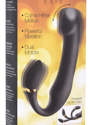 10x Pleasure Pose Come Hither Silicone Vibrator With Poseable Clit Stimulator