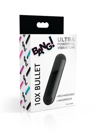 10x Rechargeable Vibrating Metallic Bullet - Black