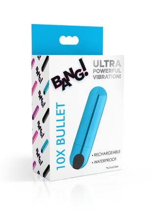 10x Rechargeable Vibrating Metallic Bullet - Blue