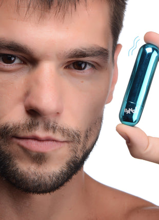 10x Rechargeable Vibrating Metallic Bullet - Blue