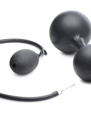 Devils Rattle Inflatable Silicone Anal Plug With Cock And Ball Ring