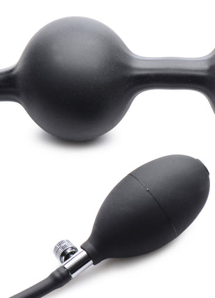 Devils Rattle Inflatable Silicone Anal Plug With Cock And Ball Ring