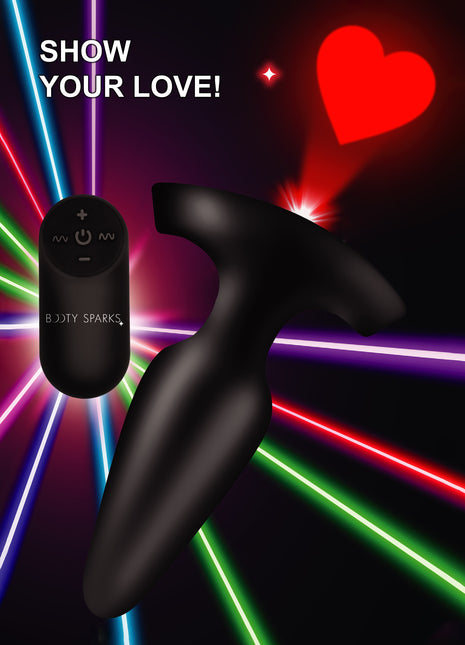 28x Laser Heart Silicone Anal Plug With Remote – Large