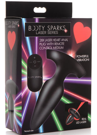 28x Laser Heart Silicone Anal Plug With Remote – Large