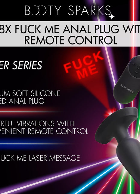28x Laser Fuck Me Silicone Anal Plug With Remote Control - Large