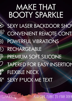 28x Laser Fuck Me Silicone Anal Plug With Remote Control - Large