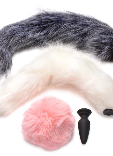 Silicone Anal Plug With 3 Interchangeable Tails
