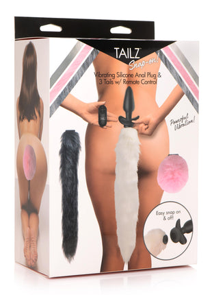 Vibrating Silicone Anal Plug With 3 Interchangeable Tails