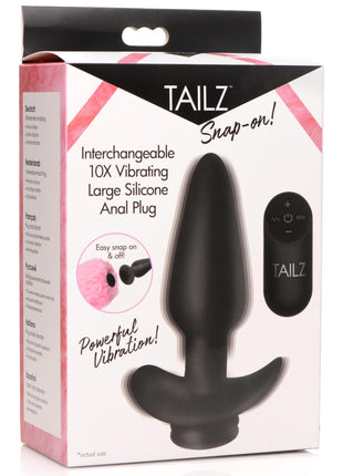 Interchangeable 10x Vibrating Silicone Anal Plug With Remote - Large