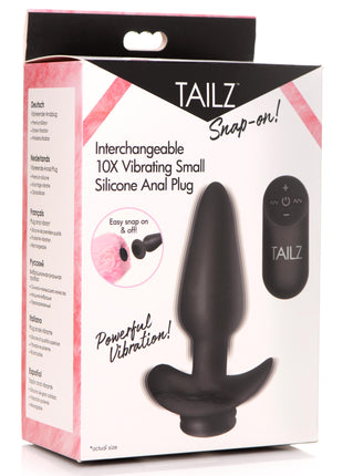 Interchangeable 10x Vibrating Silicone Anal Plug With Remote - Small