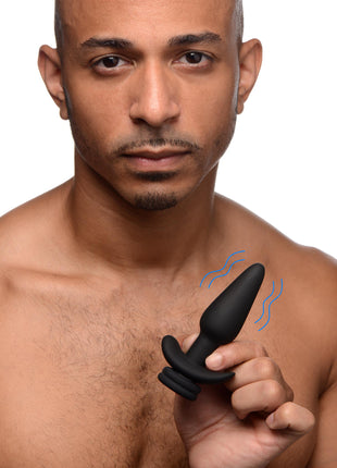 Interchangeable 10x Vibrating Silicone Anal Plug With Remote - Small