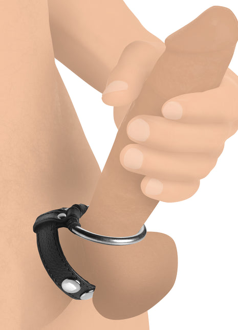 Leather And Steel Cock And Ball Ring